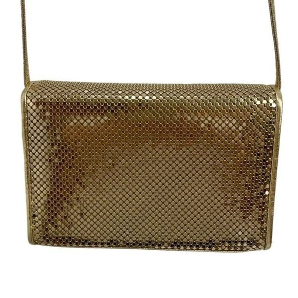 Whiting and Davis Gold Metal Mesh Clutch Shoulder or Crossbody Bag Strap Purse - Picture 4 of 14